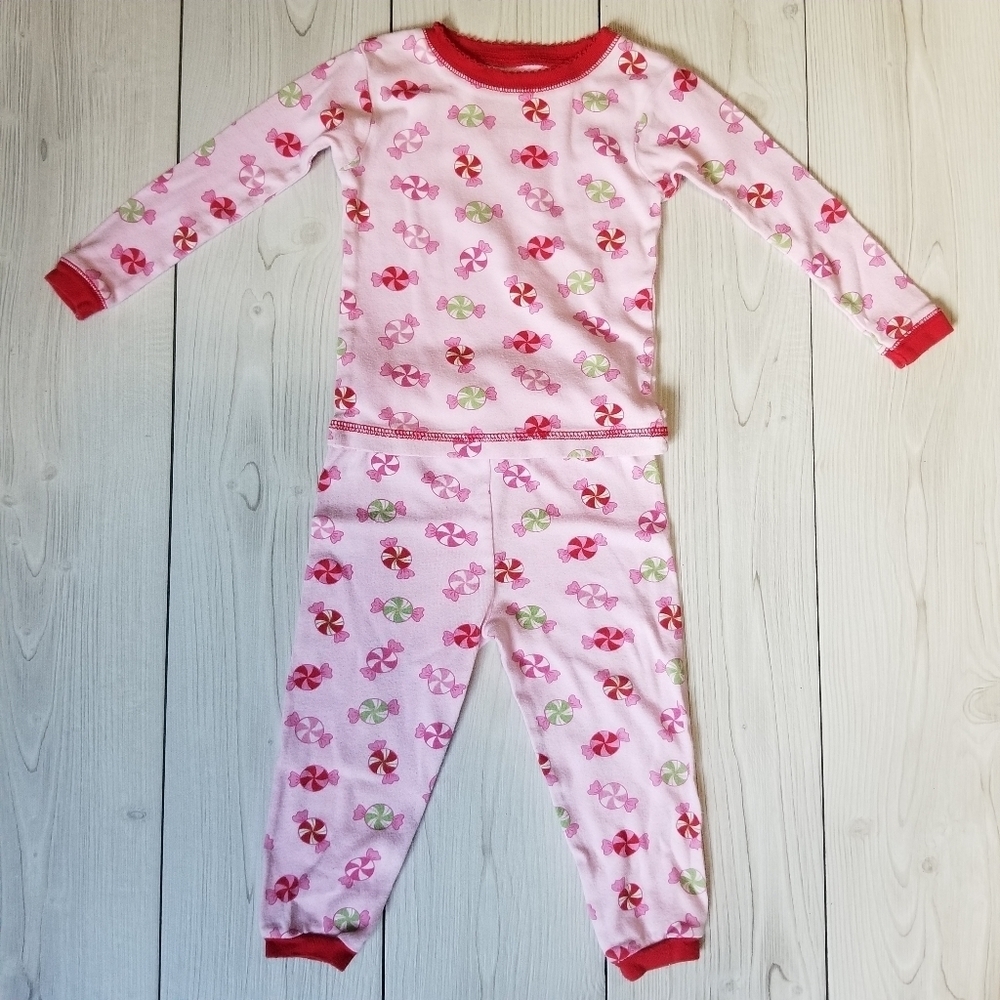 Just one year Carter's pink and red peppermint 2 piece pajama size 18 mo